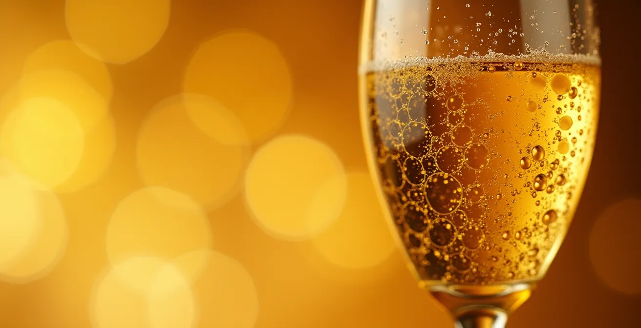 Vue macro de la surface intérieure d'un verre en cristal avec microbulles